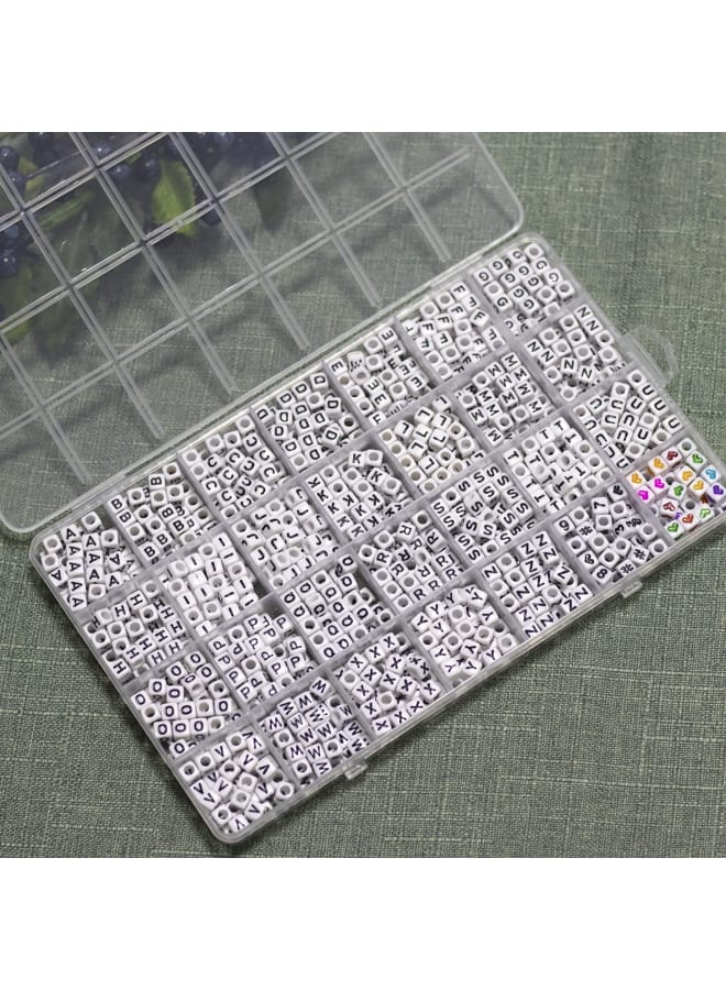 Acrylic Square Letter Beads, 1120Pcs 6x6mm in Alphabetical Order A-Z with Numbers Colorful Hearts Cube Beads for Jewelry Making, DIY Necklaces, Key Chains, Bracelets  - Image 4