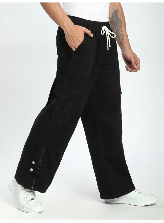 Beyoung Black Zippered Cargo Pants