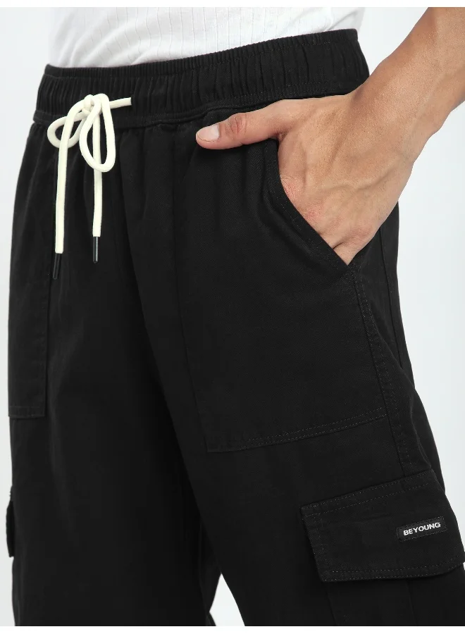 Beyoung Black Zippered Cargo Pants