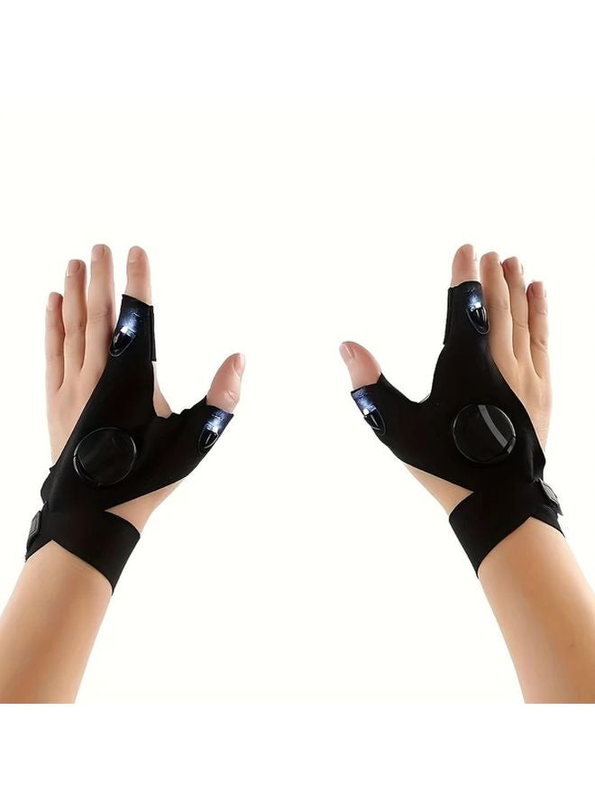 Black LED Flashlight Gloves Battery Powered Breathable For Night Events Gifts - Image 2