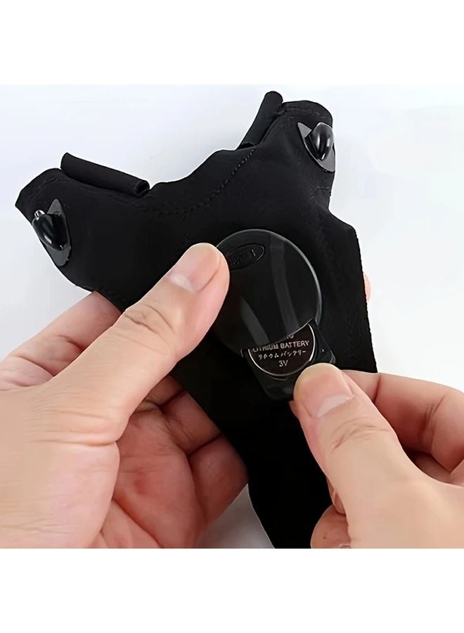 Black LED Flashlight Gloves Battery Powered Breathable For Night Events Gifts - Image 4