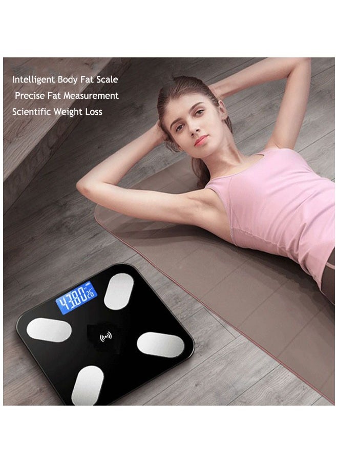 Generic Weight and Body Fat Index Analyzer Scale Bluetooth smart electronic fat scale, high-precision sensor Multi-functional home scale (black)  - Image 3
