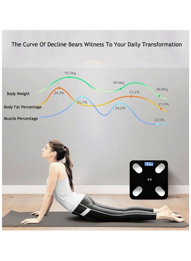 Generic Weight and Body Fat Index Analyzer Scale Bluetooth smart electronic fat scale, high-precision sensor Multi-functional home scale (black)  - Image 4