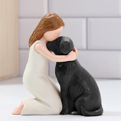 Hensonever Love My Black Dog Figurines Statues, Black Dog Angel Friendship Remembrance Gifts, Sculpted Hand-Painted Figures for Dog Lovers - Image 4