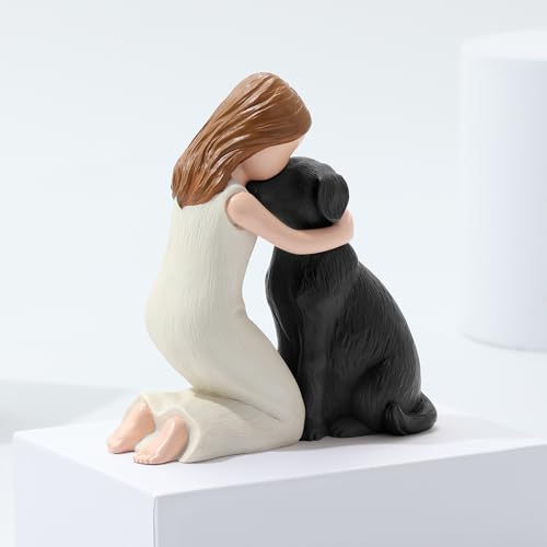 Hensonever Love My Black Dog Figurines Statues, Black Dog Angel Friendship Remembrance Gifts, Sculpted Hand-Painted Figures for Dog Lovers - Image 5