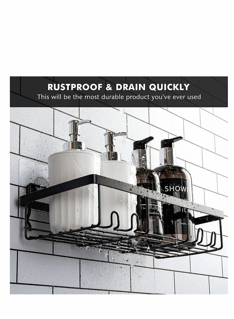 KASTWAVE طقم حامل الدش، حامل الشامبو للم bathroom، منظم رف الحمام لحامل صابون مع خطافات لتعليق ماكينة الحلاقة، إسفنجة وفرشاة، رف حائط من الفولاذ المقاوم للصدأ للغرفة الجامعية، المرحاض، الحمام والمطبخ 4 قطع - Image 3