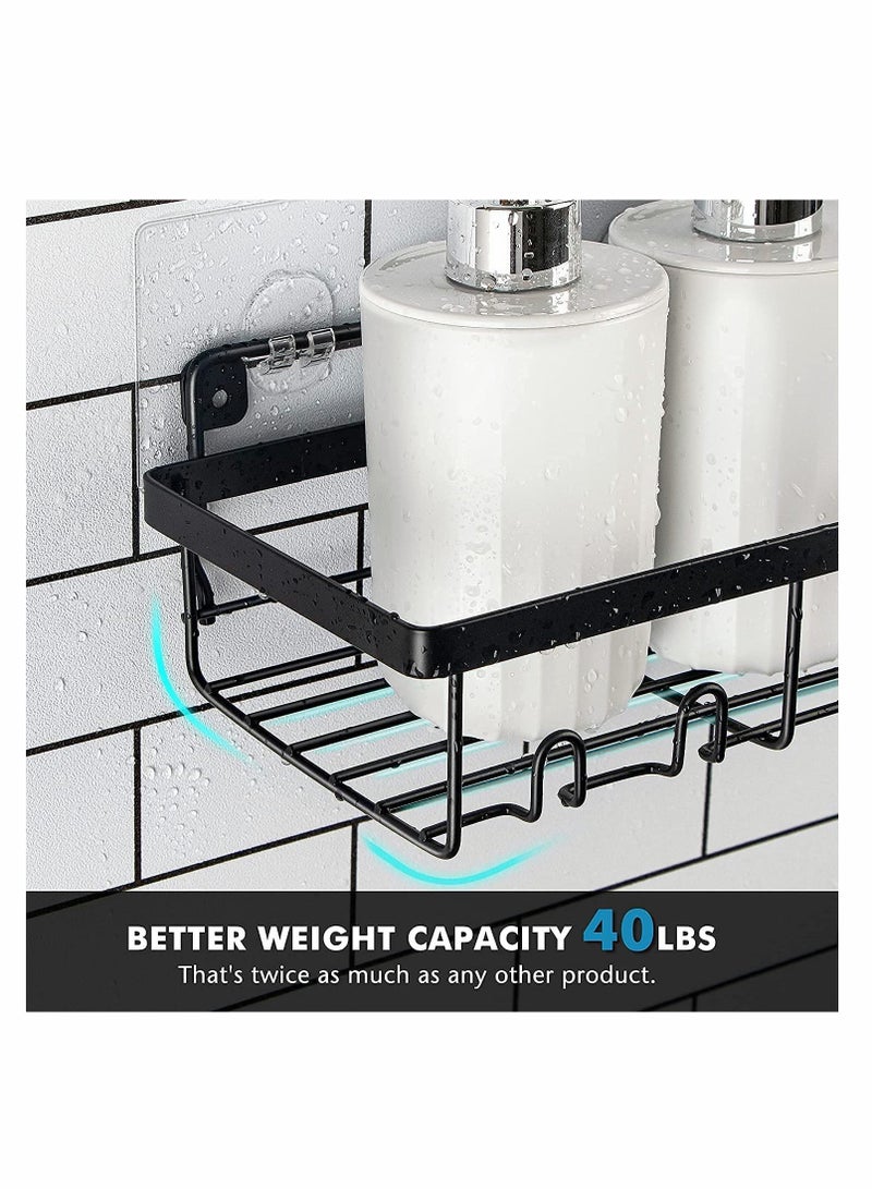 KASTWAVE طقم حامل الدش، حامل الشامبو للم bathroom، منظم رف الحمام لحامل صابون مع خطافات لتعليق ماكينة الحلاقة، إسفنجة وفرشاة، رف حائط من الفولاذ المقاوم للصدأ للغرفة الجامعية، المرحاض، الحمام والمطبخ 4 قطع - Image 4