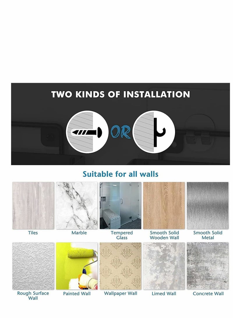 KASTWAVE طقم حامل الدش، حامل الشامبو للم bathroom، منظم رف الحمام لحامل صابون مع خطافات لتعليق ماكينة الحلاقة، إسفنجة وفرشاة، رف حائط من الفولاذ المقاوم للصدأ للغرفة الجامعية، المرحاض، الحمام والمطبخ 4 قطع - Image 5