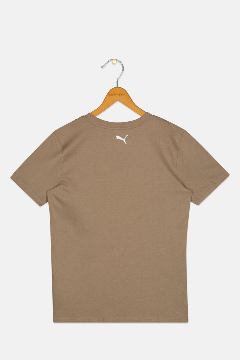 PUMA تي شيرت رياضي للأطفال الأولاد بأكمام قصيرة مناسب للخارج، تان - Image 2