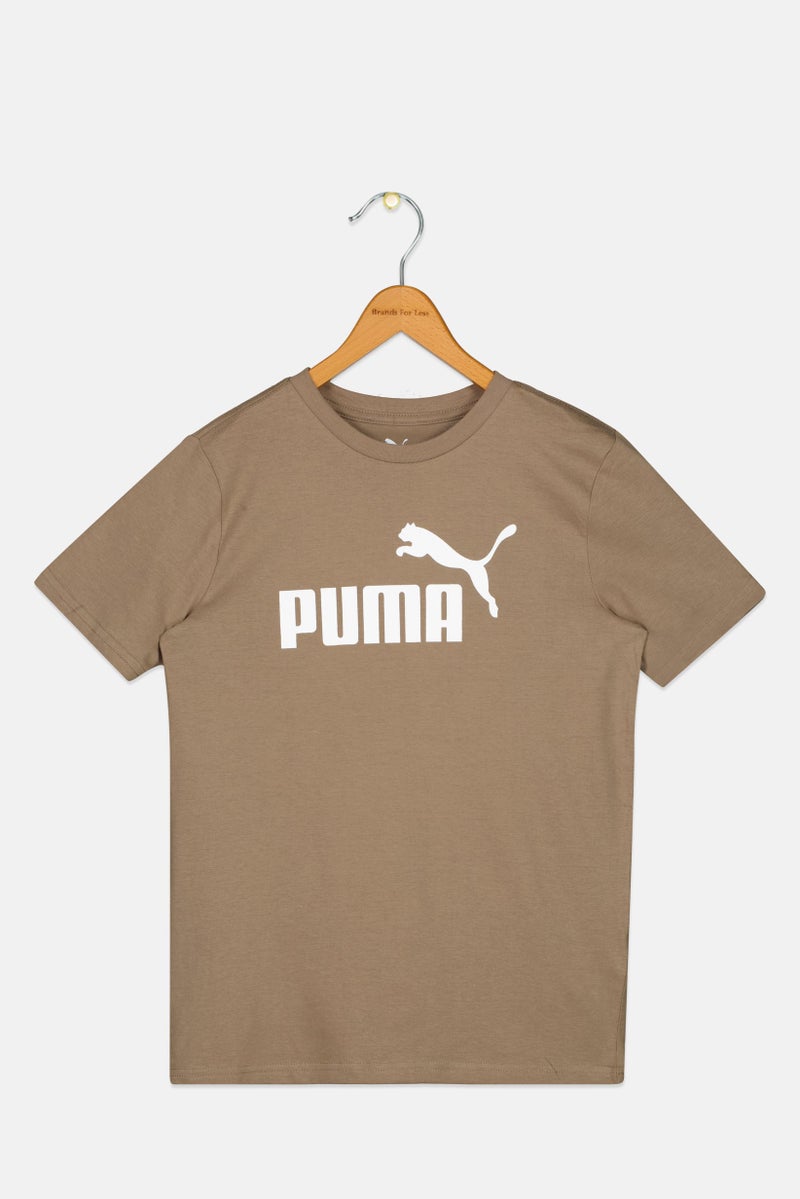 PUMA تي شيرت رياضي للأطفال الأولاد بأكمام قصيرة مناسب للخارج، تان - Image 1