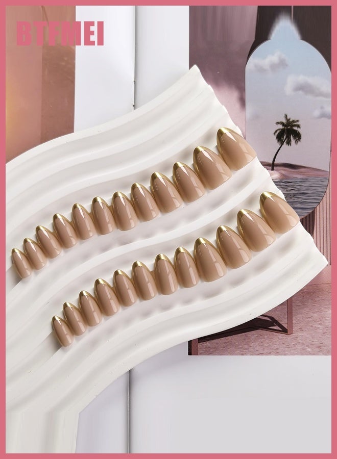 بتفمي طقم أظافر اصطناعية جاهزة 24 قطعة – قصير بتدرج نيود وتصميم فرنسي – تغطية كاملة أكريليك – قابلة لإعادة الاستخدام بمظهر طبيعي، سهلة التركيب والإزالة للنساء والفتيات - Image 4