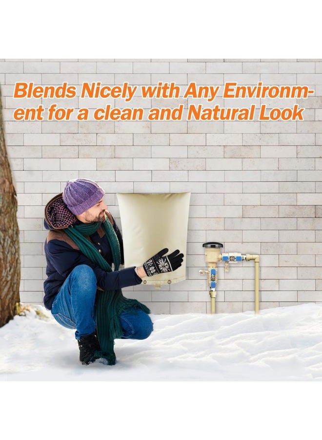 TOHONFOO Backflow Preventer Pipe Insulation Cover (5°F) - Irrigation Sprinkler Valve Insulated Pouch - Water Well Pump Cover - Sturdy 5 Layers for Winter Freeze Protection, 16" W x 20" H, Beige - Image 4