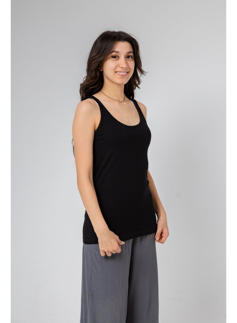 Future Women's Cotton Wide Strap Tank Top – Pack of 2 (Black & White)) Size M  - Image 3