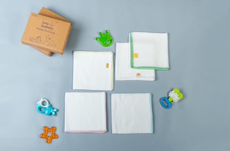 Little Sudhams Double Muslin Baby Square Cloth Nappy 75cmx75cm 5 Pieces (Assorted, 12-18 Months) - Image 4