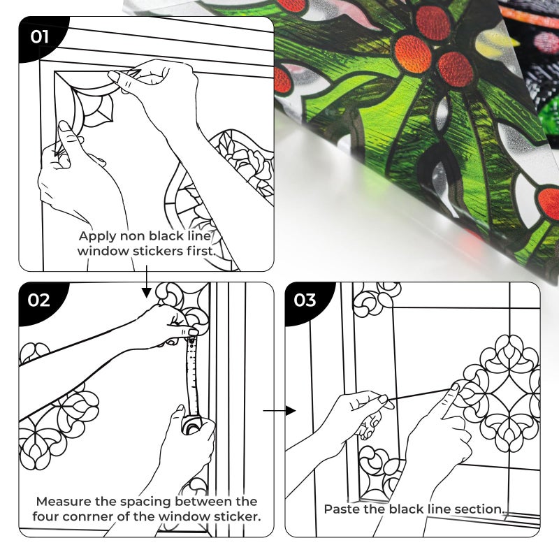 ADD.HERES Window Stickers, â€ŒStained Glass Window Privacy Film, UV Blocking Static Cling for Home Kitchen Office Bathroom, Christmas Bells, 16.93" X 16.93" - Image 3