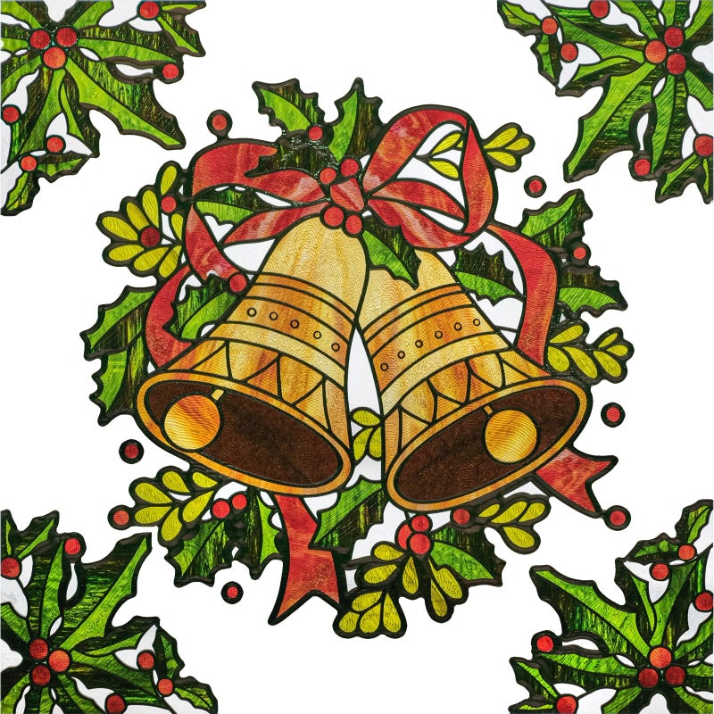 ADD.HERES Window Stickers, â€ŒStained Glass Window Privacy Film, UV Blocking Static Cling for Home Kitchen Office Bathroom, Christmas Bells, 16.93" X 16.93" - Image 2