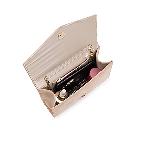 IXEBELLA Women Evening Bag Dressy Clutch Handbag Faux Suede Purse for Wedding (Nude) - Image 5