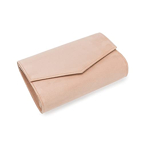 IXEBELLA Women Evening Bag Dressy Clutch Handbag Faux Suede Purse for Wedding (Nude) - Image 4