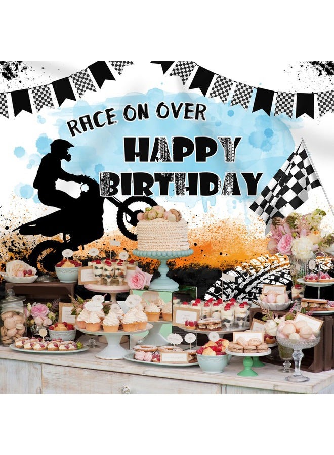 Rsuuinu Motorcycle Happy Birthday Backdrop Race On Over Motocross Racing Photography Background Birthday Party Decoration Extreme Sports Supplies Boys Dirt Bike Bday Banner Photo Booth Props 7x5ft - Image 5