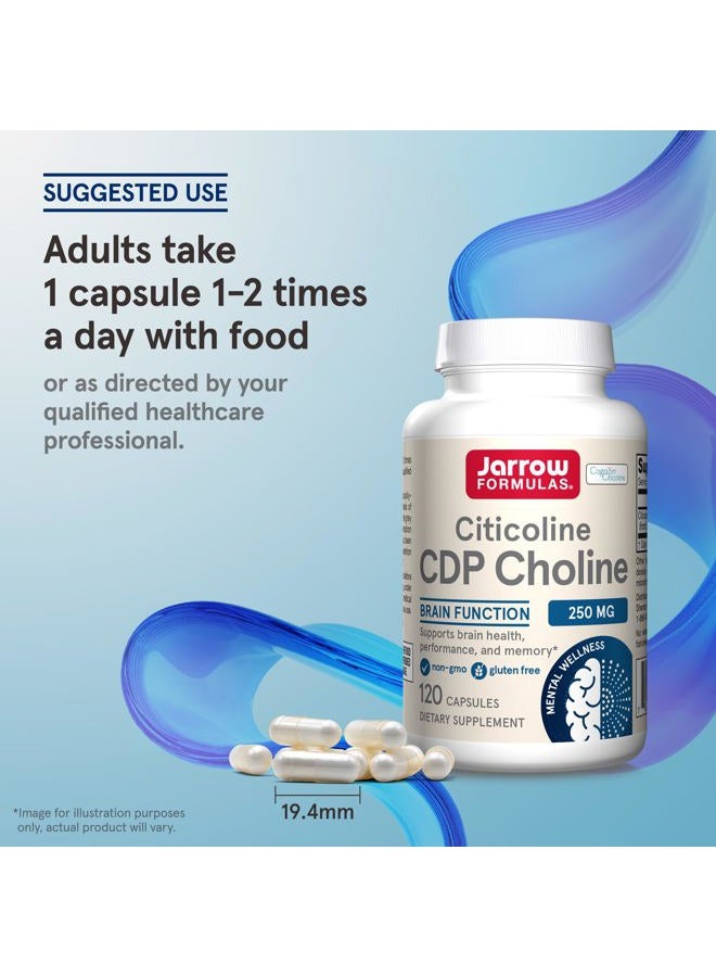 Citicoline CDP Choline 250 MG, CDP Choline Supplement Supports Brain Health, Performance and Memory, 120 Capsules, Up to a 120 Day Supply
