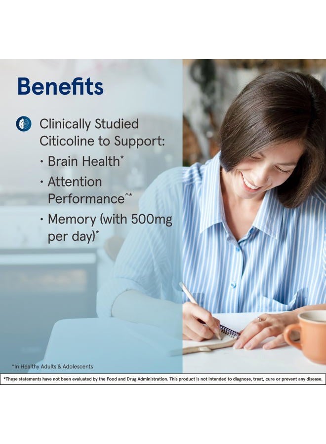 Citicoline CDP Choline 250 MG, CDP Choline Supplement Supports Brain Health, Performance and Memory, 120 Capsules, Up to a 120 Day Supply