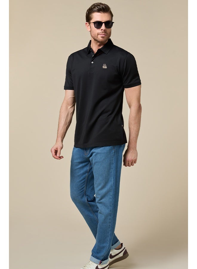 Mannerism Midnight Black Lyocell Blend Polo Comfort Fit - Image 1