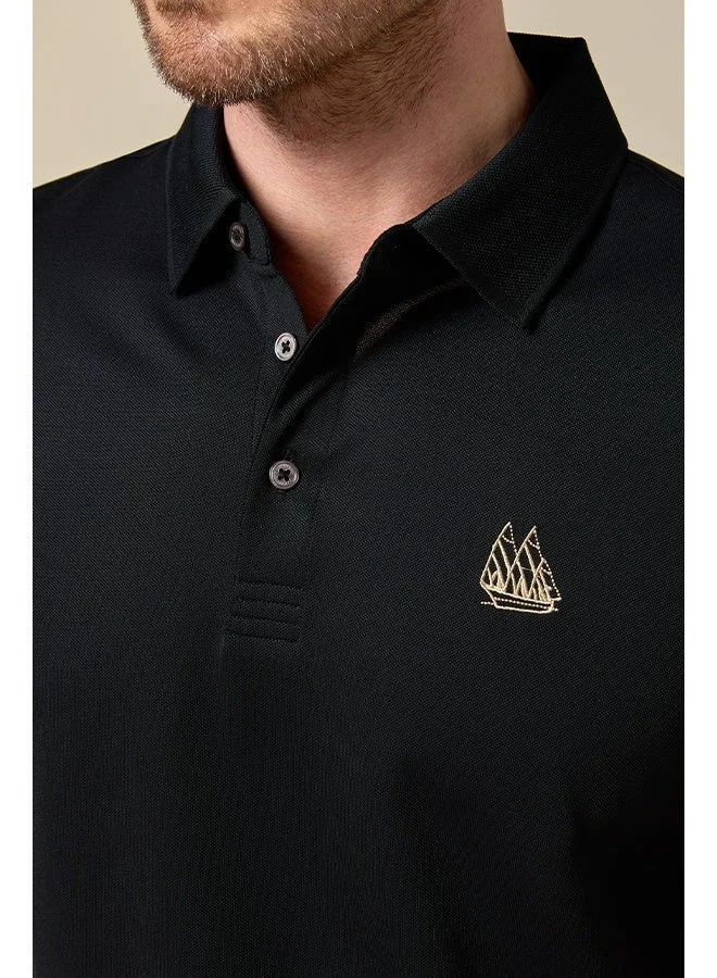 تكلف Midnight Black Lyocell Blend Polo Comfort Fit