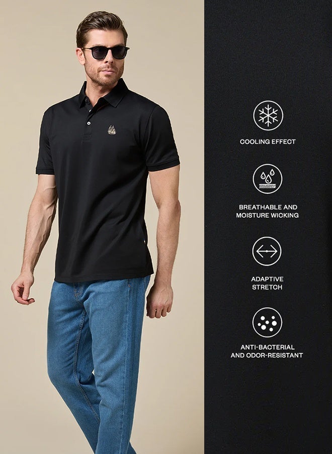 مانرزم Midnight Black Lyocell Silk Blend Polo Comfort Fit - Image 3