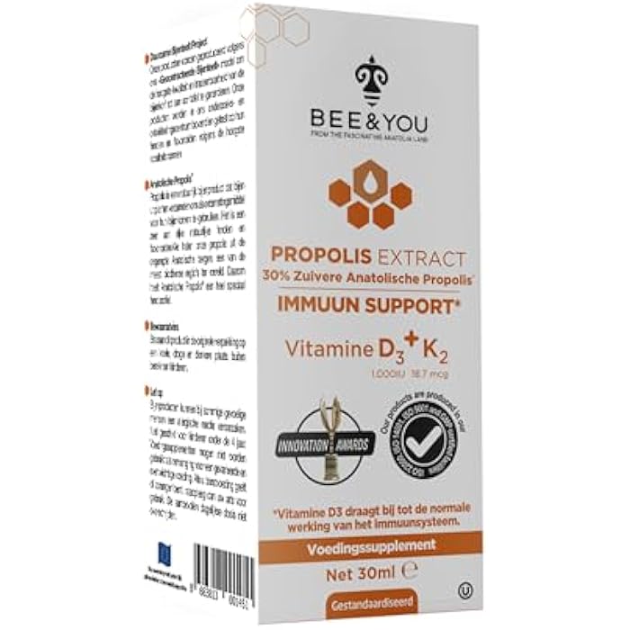 BEE & YOU BEE and You 100% Natural Propolis Extract | Vitamin D3 K2 High Potency, Immune Support Supplement, Antioxidants, Natural Detox, Keto, Paleo, Gluten-Free | 1 Fl Oz - Image 5