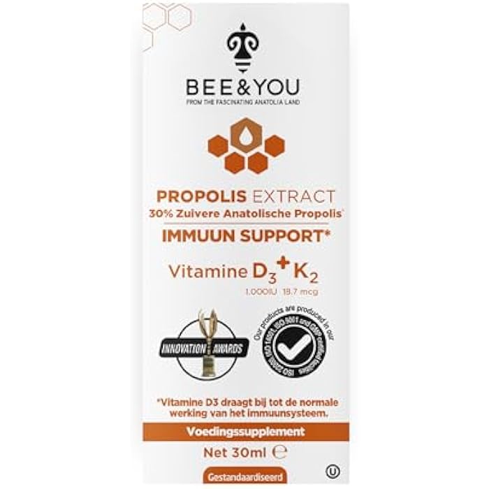 BEE & YOU BEE and You 100% Natural Propolis Extract | Vitamin D3 K2 High Potency, Immune Support Supplement, Antioxidants, Natural Detox, Keto, Paleo, Gluten-Free | 1 Fl Oz - Image 4