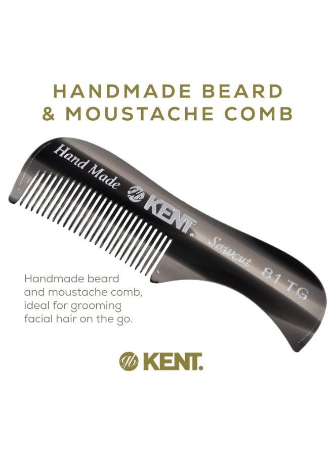 KENT A 81T Graphite X-Small Men's Beard Mustache Pocket Comb, Fine Toothed for Facial Hair Grooming and Styling. Hand-Made of Quality Cellulose Acetate, Saw-cut Hand Polished. Made in England - Image 2