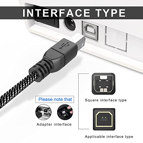 MOSWAG USB Printer Cable 6.6FT/2Meter USB Printer Cord Durable USB 2.0 Type A Male to B Male Scanner Cord High Speed for HP,Canon,Dell,Epson,Lexmark,Xerox,Brother,Samsung and More - Image 3