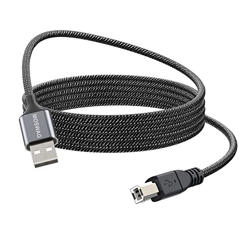 MOSWAG USB Printer Cable 6.6FT/2Meter USB Printer Cord Durable USB 2.0 Type A Male to B Male Scanner Cord High Speed for HP,Canon,Dell,Epson,Lexmark,Xerox,Brother,Samsung and More - Image 1