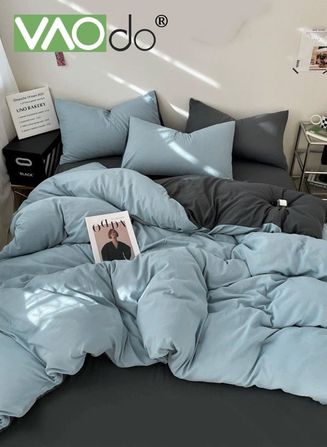 فاو دو مجموعة ملاءات سرير 4 قطع، من الألياف الدقيقة الناعمة - مجموعة لحاف مقاومة للانكماش والبهتان، مجموعة مفروشات سرير صديقة للبشرة، تشمل ملاءة سرير مجهزة وغطاء لحاف ووسادتين مقاس 200*230 سم - Image 1