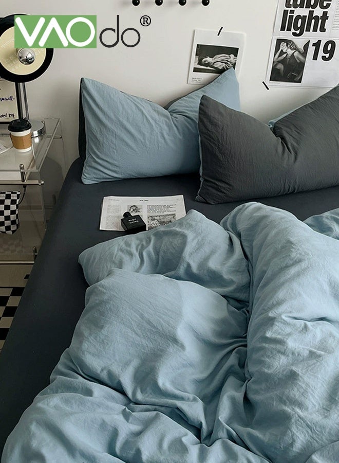 فاو دو مجموعة ملاءات سرير 4 قطع، من الألياف الدقيقة الناعمة - مجموعة لحاف مقاومة للانكماش والبهتان، مجموعة مفروشات سرير صديقة للبشرة، تشمل ملاءة سرير مجهزة وغطاء لحاف ووسادتين مقاس 200*230 سم - Image 2