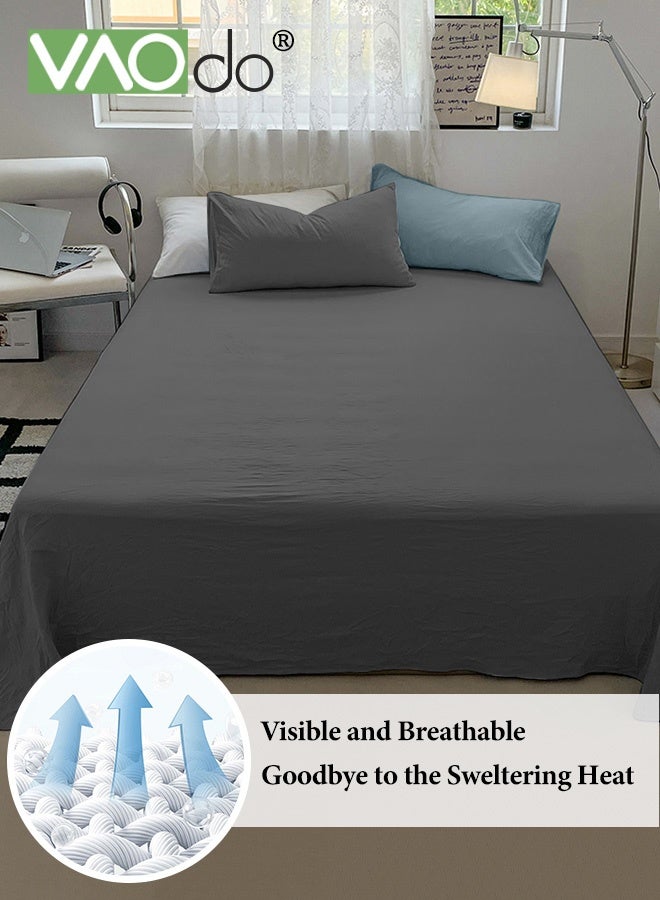 فاو دو مجموعة ملاءات سرير 4 قطع، من الألياف الدقيقة الناعمة - مجموعة لحاف مقاومة للانكماش والبهتان، مجموعة مفروشات سرير صديقة للبشرة، تشمل ملاءة سرير مجهزة وغطاء لحاف ووسادتين مقاس 200*230 سم - Image 5