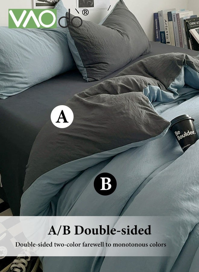 فاو دو مجموعة ملاءات سرير 4 قطع، من الألياف الدقيقة الناعمة - مجموعة لحاف مقاومة للانكماش والبهتان، مجموعة مفروشات سرير صديقة للبشرة، تشمل ملاءة سرير مجهزة وغطاء لحاف ووسادتين مقاس 200*230 سم - Image 3