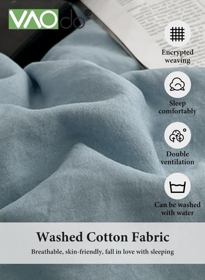 فاو دو مجموعة ملاءات سرير 4 قطع، من الألياف الدقيقة الناعمة - مجموعة لحاف مقاومة للانكماش والبهتان، مجموعة مفروشات سرير صديقة للبشرة، تشمل ملاءة سرير مجهزة وغطاء لحاف ووسادتين مقاس 200*230 سم - Image 4
