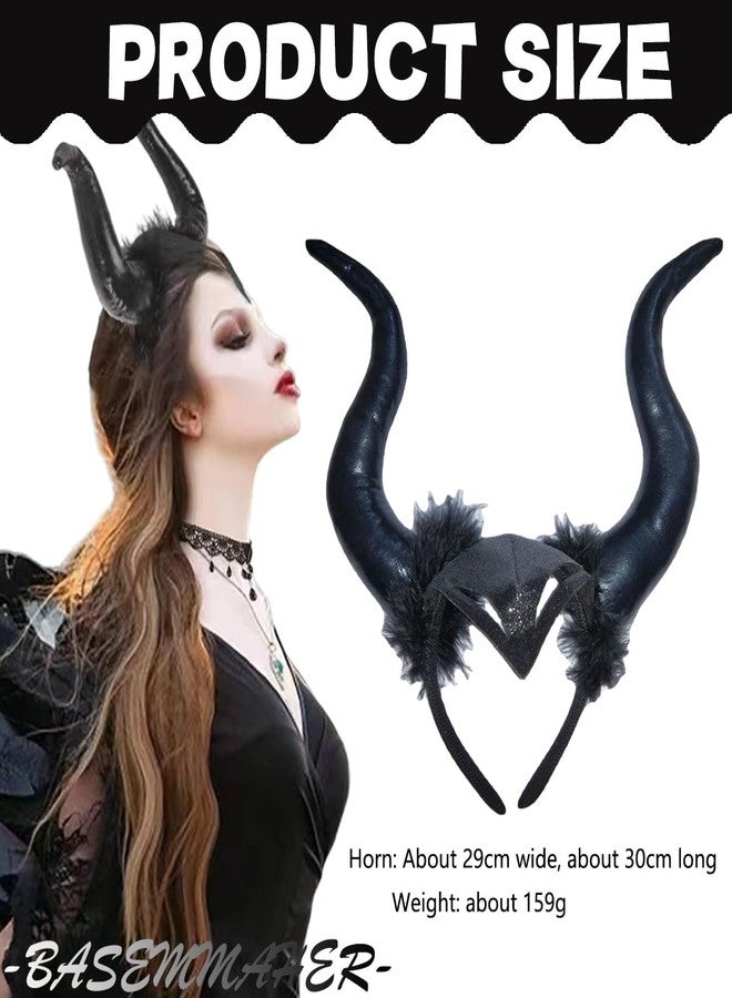 BASEMMAHER إكسسوار رأس قرون الشيطان من BASEMMAHER للهالوين - طوق شعر أسود للتمثيل - إكسسوار غوتيك للنساء والفتيات في حفلات الهالوين - Image 2