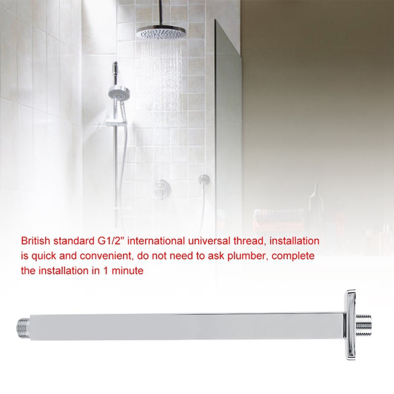 Square Stainless Steel Top Shower Arm Pipe Wall Mount for Bathroom Ceiling Shower Head(30 cm) - Image 2