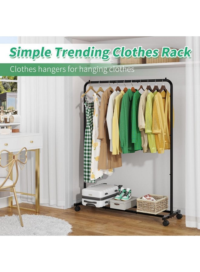 Simple Trending Standard Clothes Clothing Garment Rack with Storage Shelves, Rolling Clothes Organizer on Wheels for Hanging Clothes, Black - Image 4