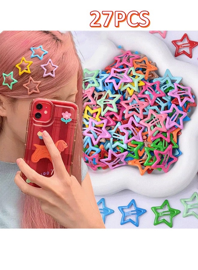 27-Piece Colorful Star Hair Clips for Girls, kids, Cute Hair Accessories, Candy Color Hair Pins - Image 1