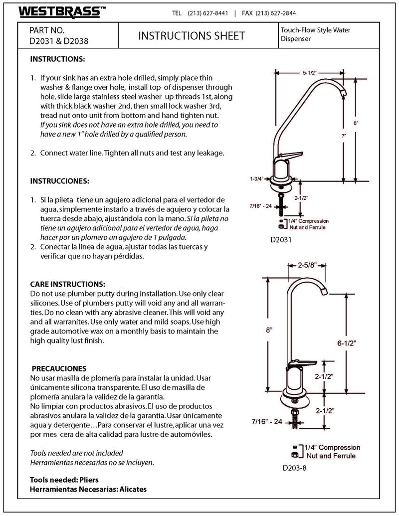 Westbrass Westbrass R2031-NL-62 8"" Touch-Flo Style Pure Water Dispenser Faucet  Matte Black - Image 2