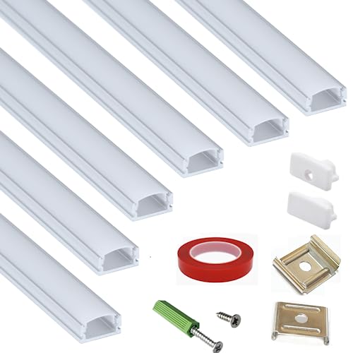 THMOOTHER 6Pack 16inch Surface Mounted LED Strip Aluminum Channel with Anti UV Diffuser Enhance Your Lighting with Style and Functionality - Image 1