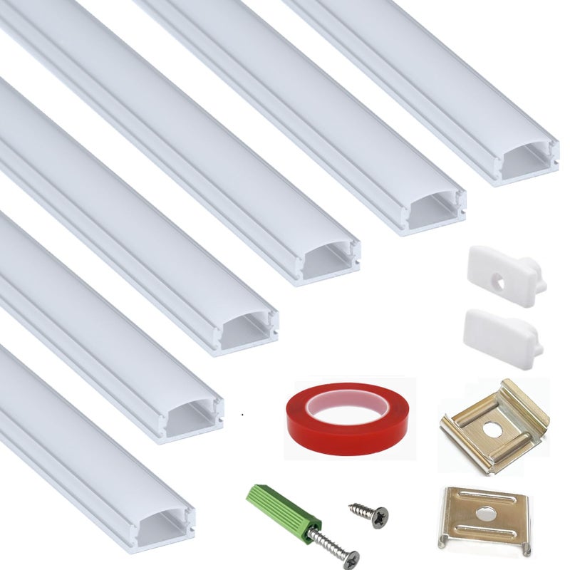THMOOTHER 6Pack 16inch Surface Mounted LED Strip Aluminum Channel with Anti UV Diffuser Enhance Your Lighting with Style and Functionality - Image 2