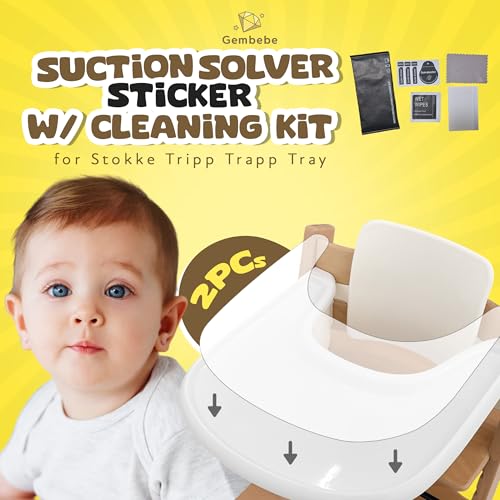 Gembebe Suction Solver Sticker Compatible with Stokke Tripp Trapp Tray Safe Adehisve Placemat Improves Suction Keeps Suction Bowls and Toys Baby High Chair Placemat (2, Peanut Shape, Cleaning Kit) - Image 2