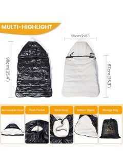 Orzbow Winter Baby Carrier Cover With Detachable Hood, Waterproof & Windproof, Universal For Baby Carriers And Baby Waist Stool, Baby Bunting Bag For Car Seats And Strollers With Storage Bag, Black  - Image 2