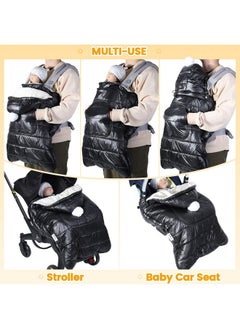 Orzbow Winter Baby Carrier Cover With Detachable Hood, Waterproof & Windproof, Universal For Baby Carriers And Baby Waist Stool, Baby Bunting Bag For Car Seats And Strollers With Storage Bag, Black  - Image 3