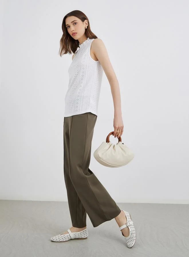 Take Two Take Two Solid Wide Leg Pants with Pintuck Detail