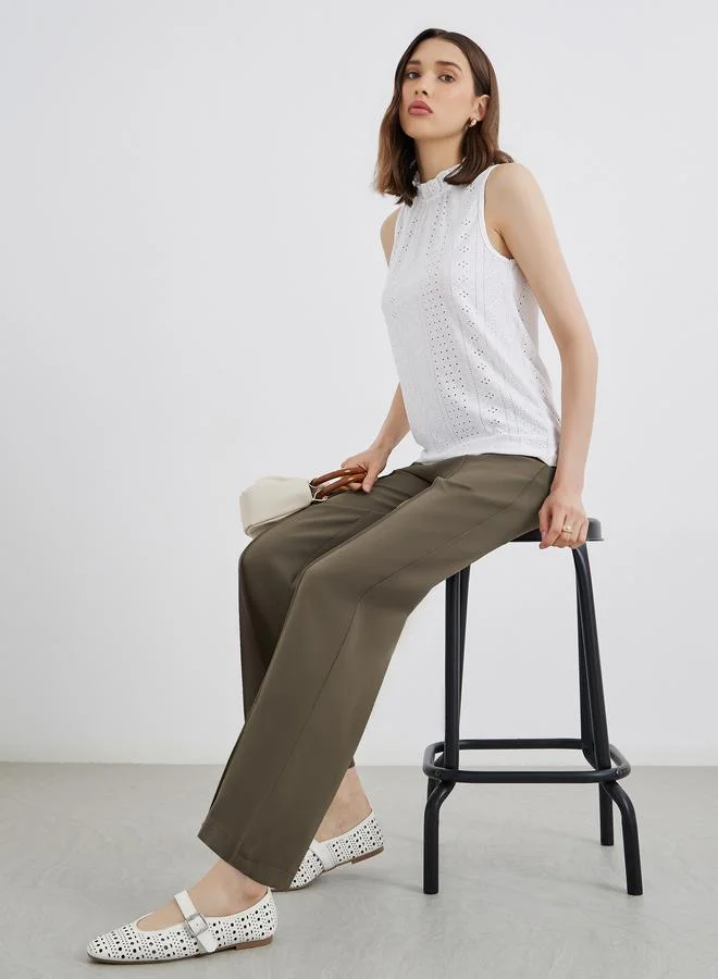 Take Two Take Two Solid Wide Leg Pants with Pintuck Detail